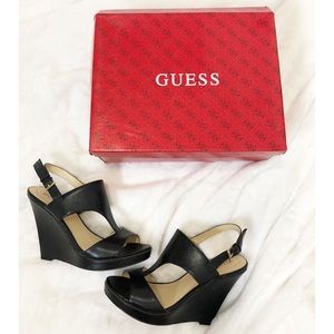 Guess Francie Black Wedge Heel size 7